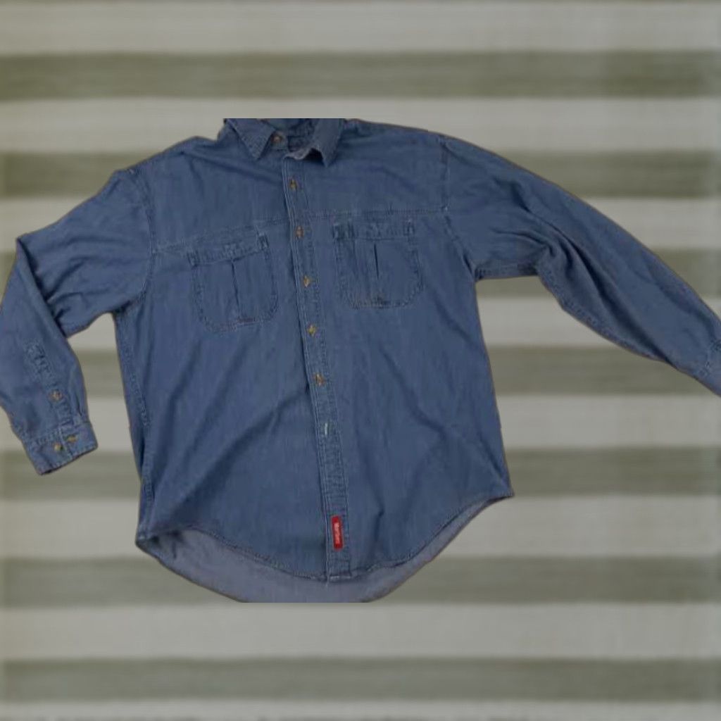 Marlboro VINTAGE Marlboro Country Store Denim Button-Up Shirt XL Blue Long Sleeve Men Country 29in 24in pit to pit Size US XL / EU 56 / 4 - 1 Thumbnail