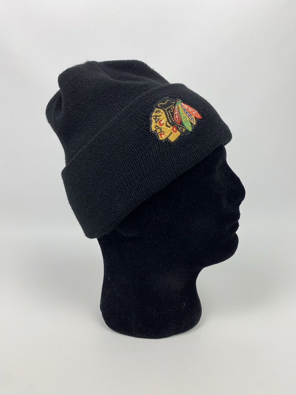 Vintage 1990’s Vintage Chicago Blackhawks Logo Cuff Beanie Hat Size ONE SIZE - 1 Thumbnail