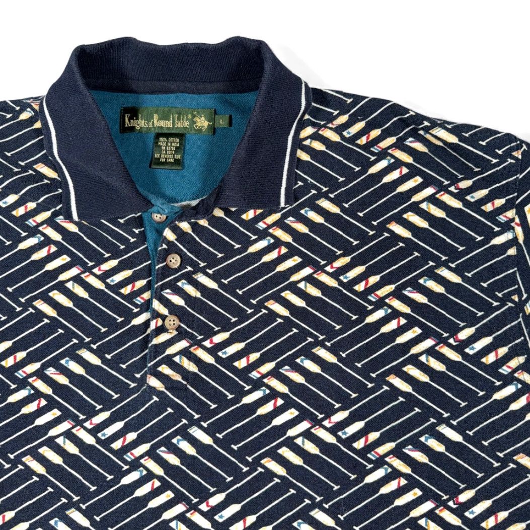 Vintage VINTAGE Knights Of Round Table Polo Shirt Adult LARGE Blue Oars Rowing 90s Size US L / EU 52-54 / 3 - 2 Thumbnail