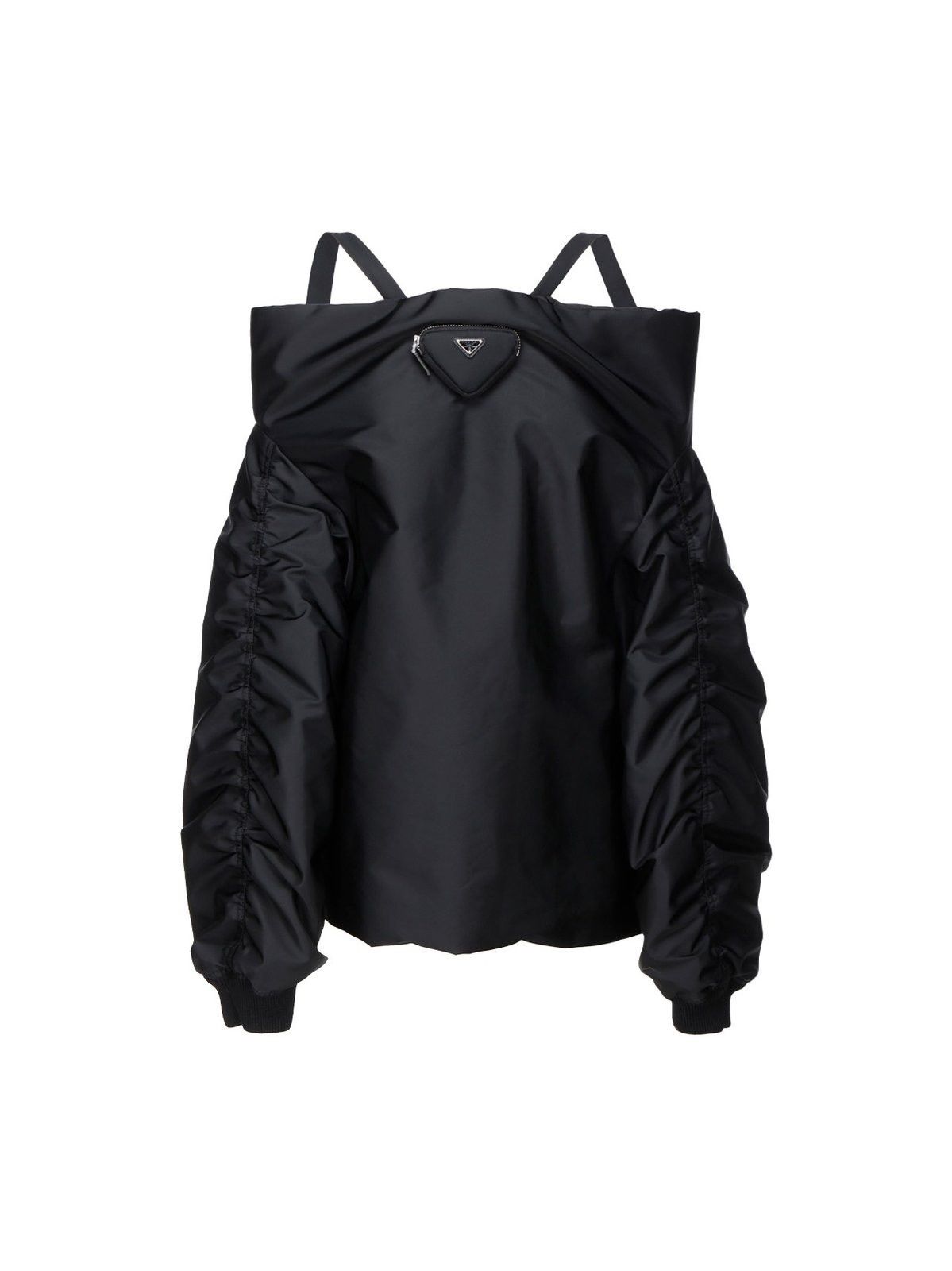 Prada Prada Logo Plaque Pouch Off-Shoulder Bomber Jacket Size S / US 4 / IT 40 - 2 Thumbnail