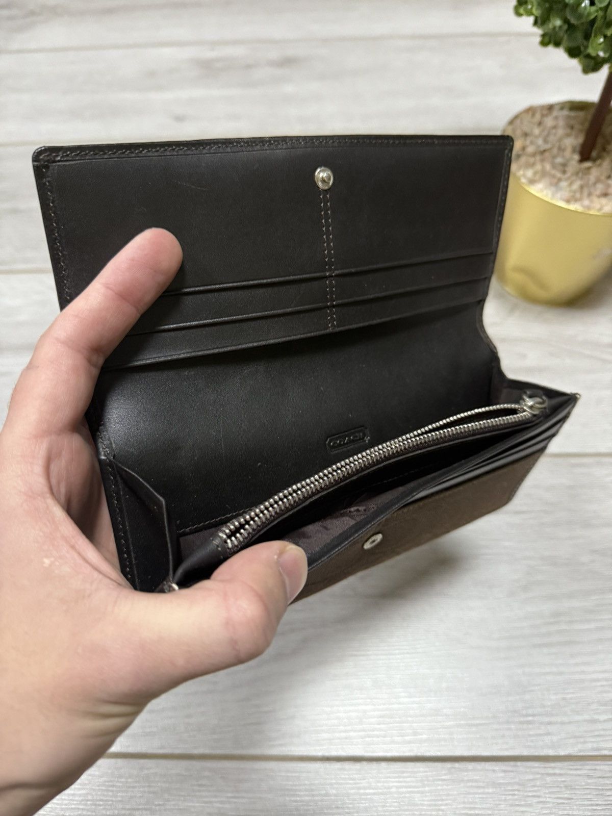 Coach Coach monogram C ling wallet leather canvas vintage Size ONE SIZE - 4 Thumbnail
