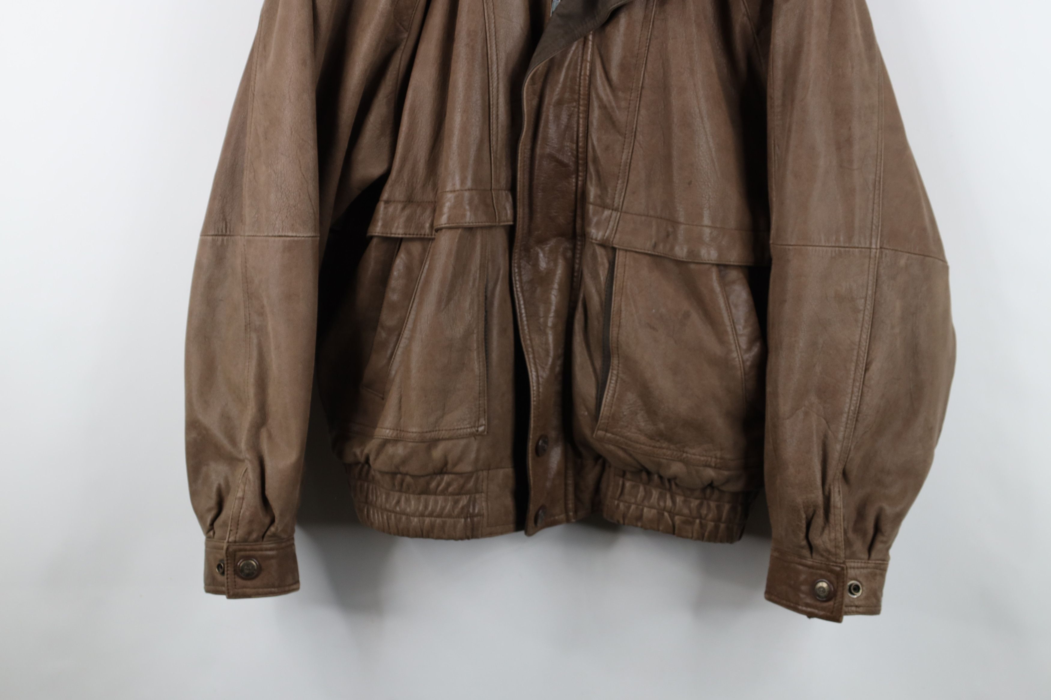 Vintage Vintage 90s Streetwear Leather Flight Bomber Jacket Brown Size US M / EU 48-50 / 2 - 3 Thumbnail