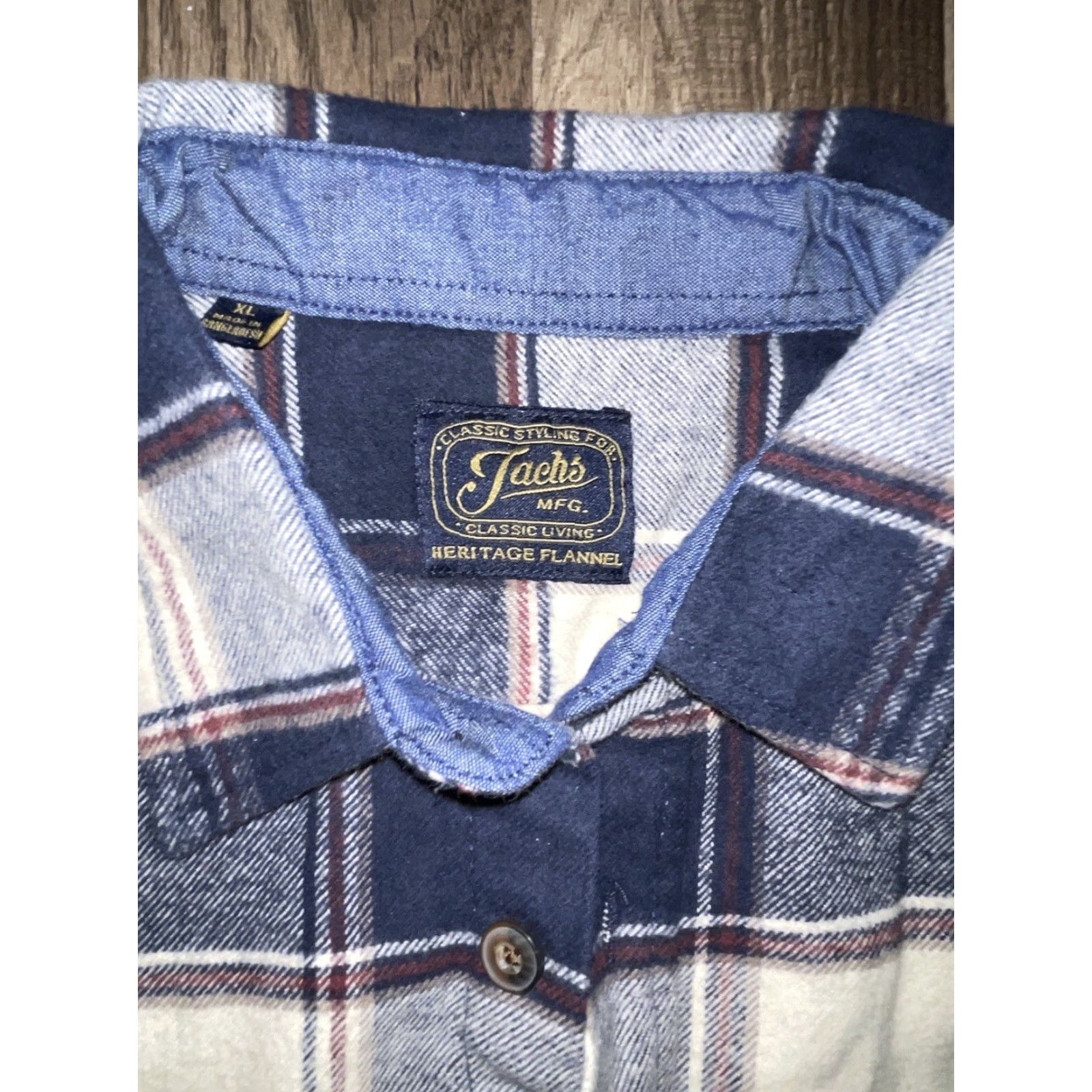 Vintage VINTAGE JACHS Button-Up Shirt Jacket Mens XL Blue Plaid Flannel Long Sleeve Outdoor Size US XL / EU 56 / 4 - 4 Thumbnail