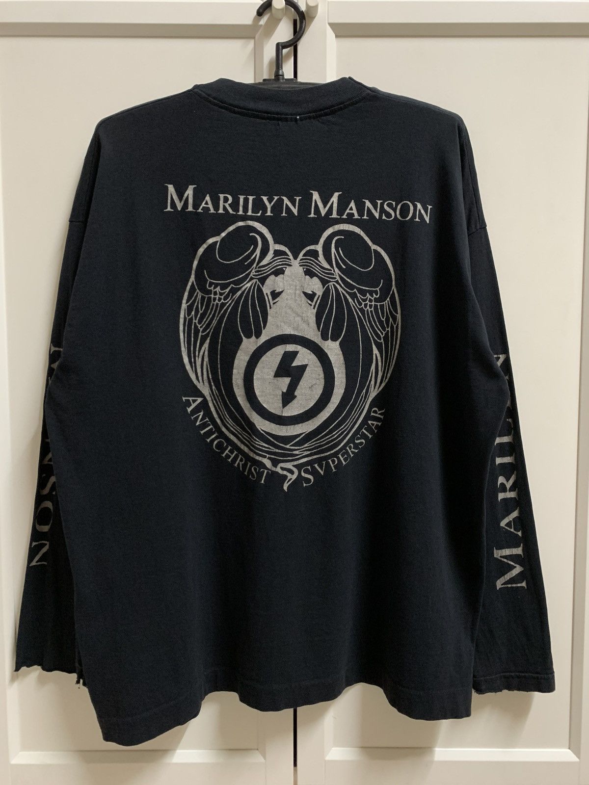 Marilyn Manson ⚡️ Vintage Marilyn Manson Long-sleeve Antichrist Superstar 90 Size US XL / EU 56 / 4 - 2 Thumbnail