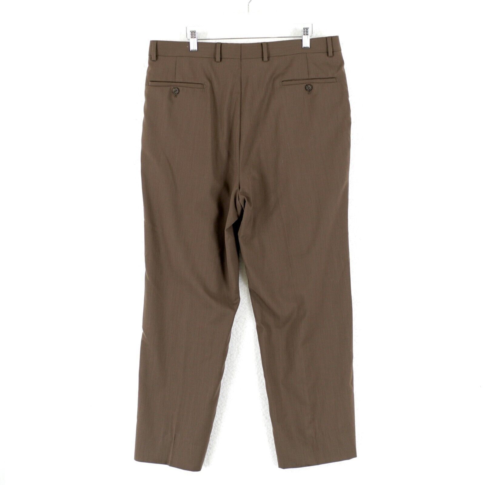 Pronto Uomo Pronto Uomo Wool Brown Pleated High Rise Lined Partially Dre Size 36R - 3 Thumbnail