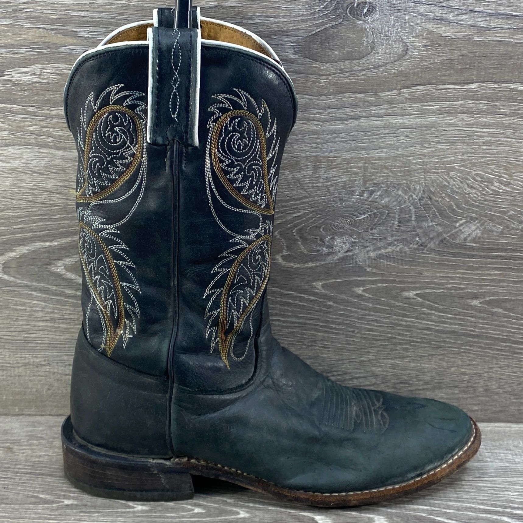 Tony Lama Tony Lama Boots Western Ropers 9 B Black Leather Round Toe Cowboy Boots Unisex Adults Mens Women Girls Boys Size US 9 / IT 39 - 2 Thumbnail