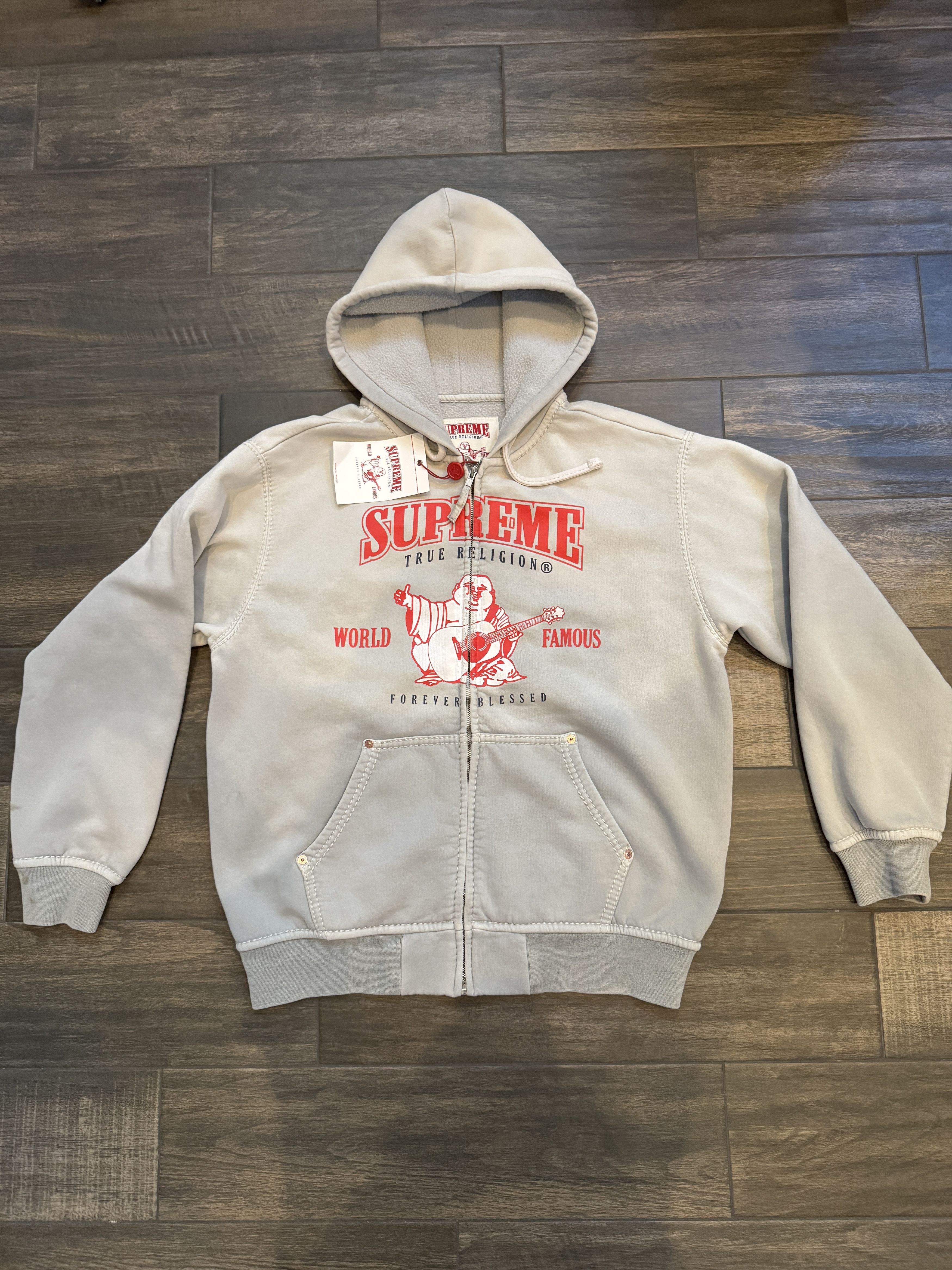 Supreme grey zip up hoodie online