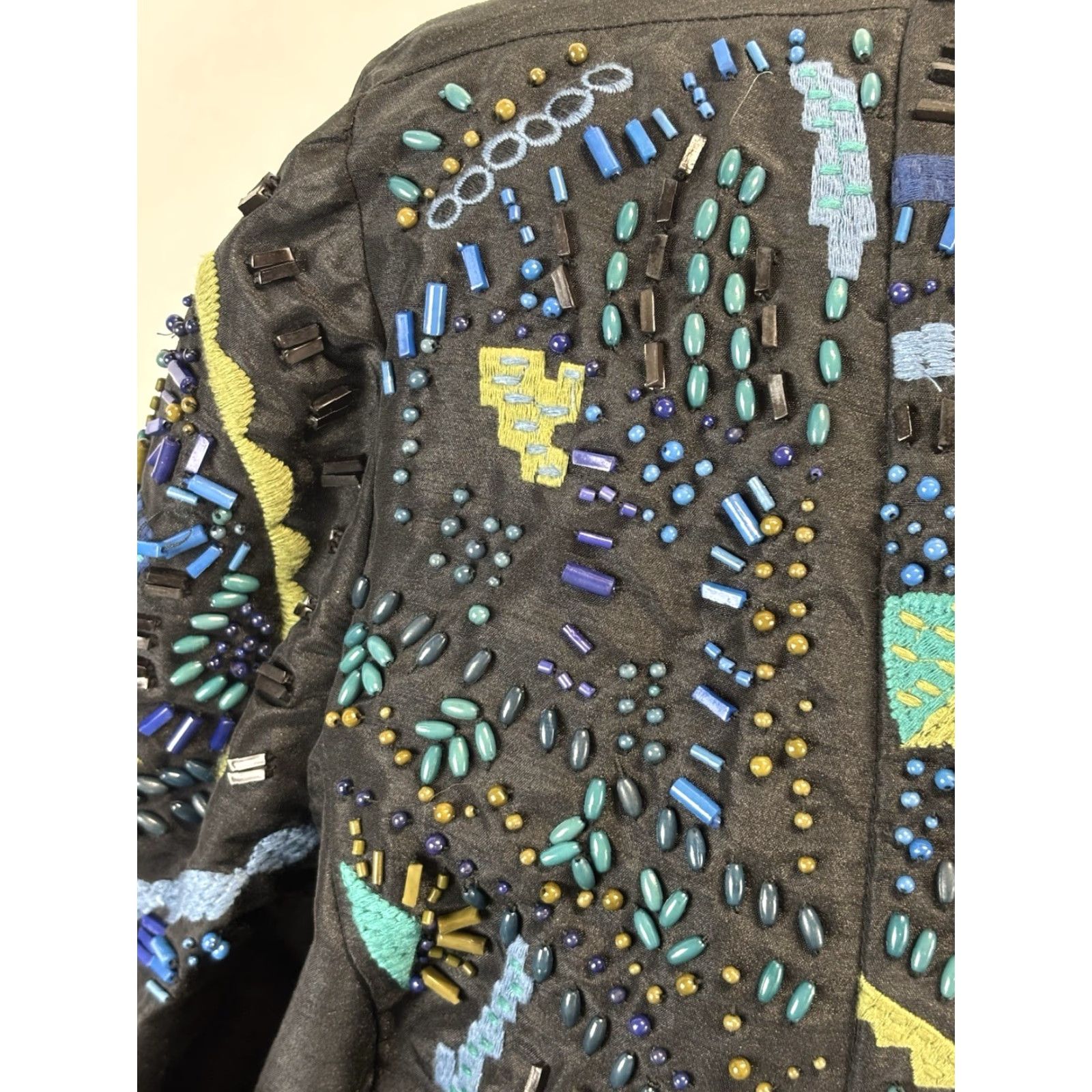 Vintage Chico's Blazer Women’s L Black Open Front Beaded Aztec Bohemian Southwestern Art To Wear Shirt/Blazer Women’s L Black Beaded Aztec Open Front Size L / US 10 / IT 46 - 6 Thumbnail