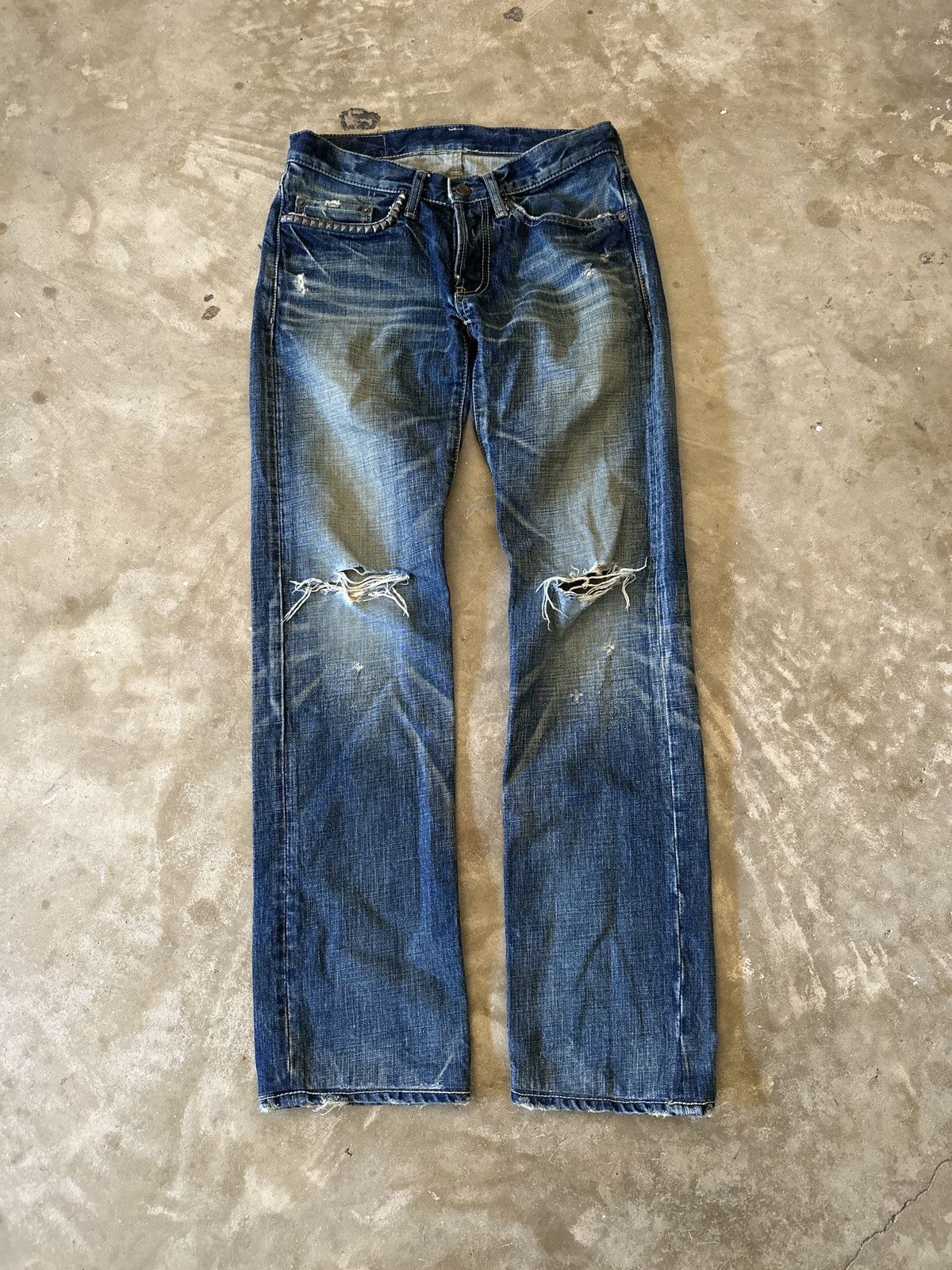 Vintage Hysteric Glamour Distressed Dark Wash Grunge Denim