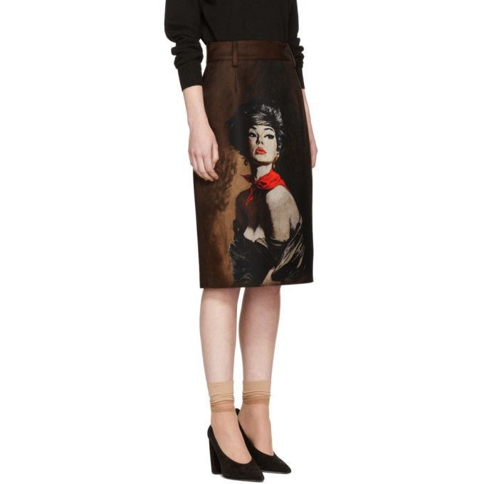 Prada Prada Brown Mikado Girl Poster Skirt IT 44 Size 30" / US 8 / IT 44 - 2 Thumbnail