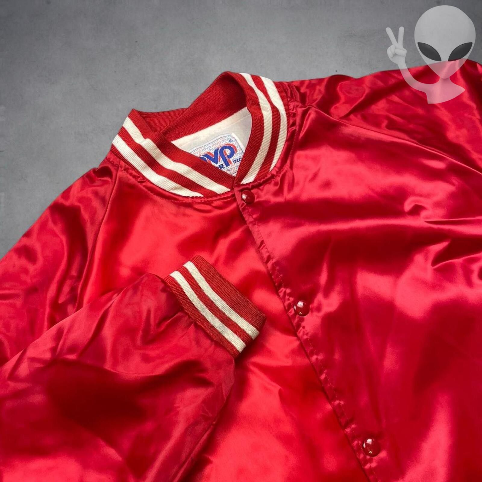 Mvp MVP Varsity Bomber Jacket Extra Large Red Silk Satin 80s USA Size US XL / EU 56 / 4 - 1 Thumbnail