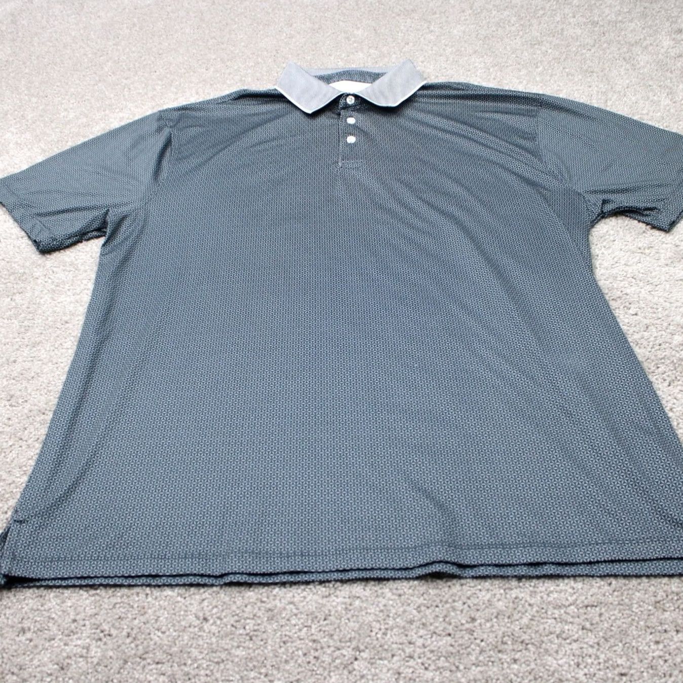 Vintage Hickey Freeman Polo Shirt Mens 2XL Gray Geometric Golf Poly Stretch S/S Polo Shirt Regular Fit Mens Casual Shirt Size US XXL / EU 58 / 5 - 3 Thumbnail