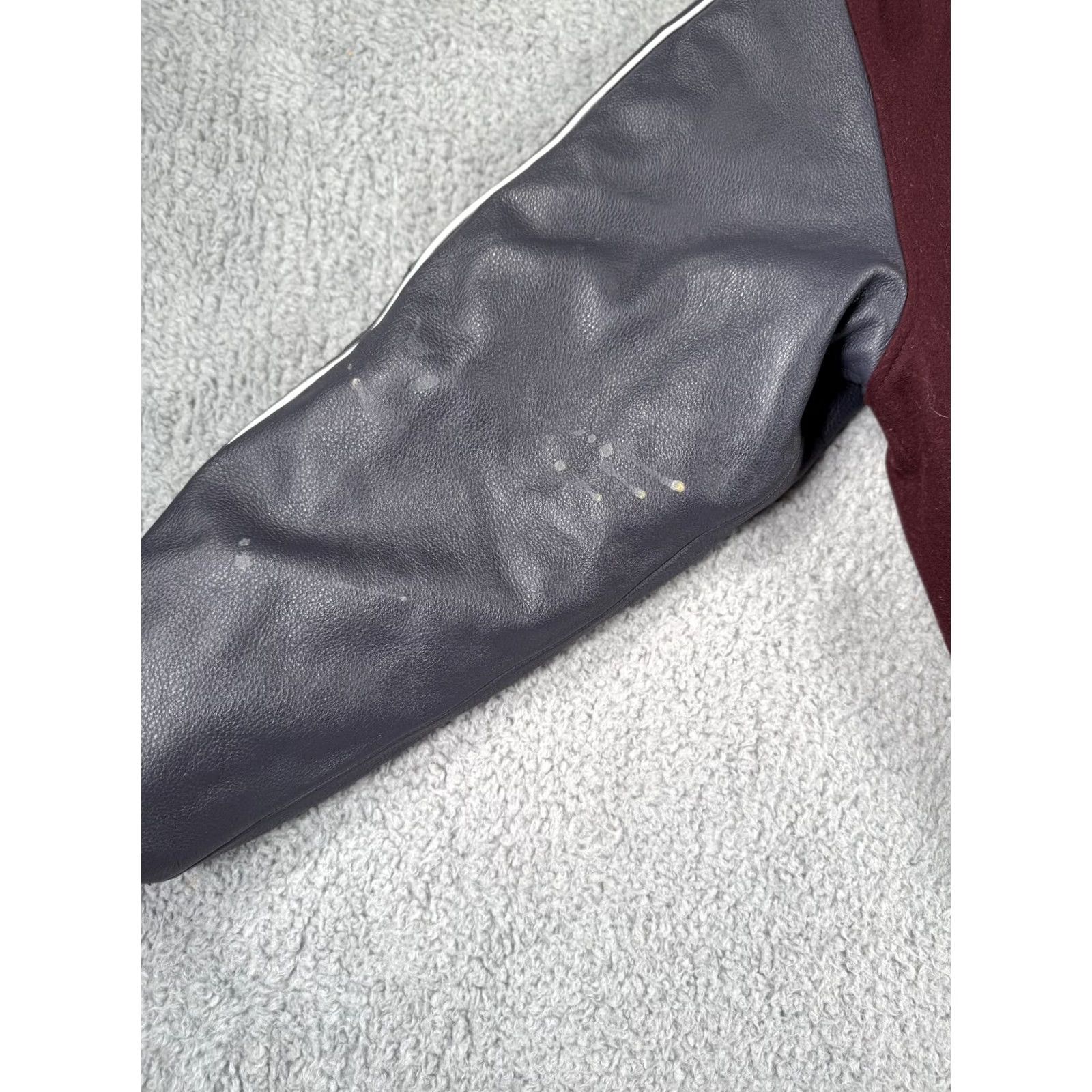Jordan Brand VINTAGE Jordan Flight Varsity Jacket Mens Large Burgundy Charcoal Jumpman Wool Leather Size US L / EU 52-54 / 3 - 7 Thumbnail
