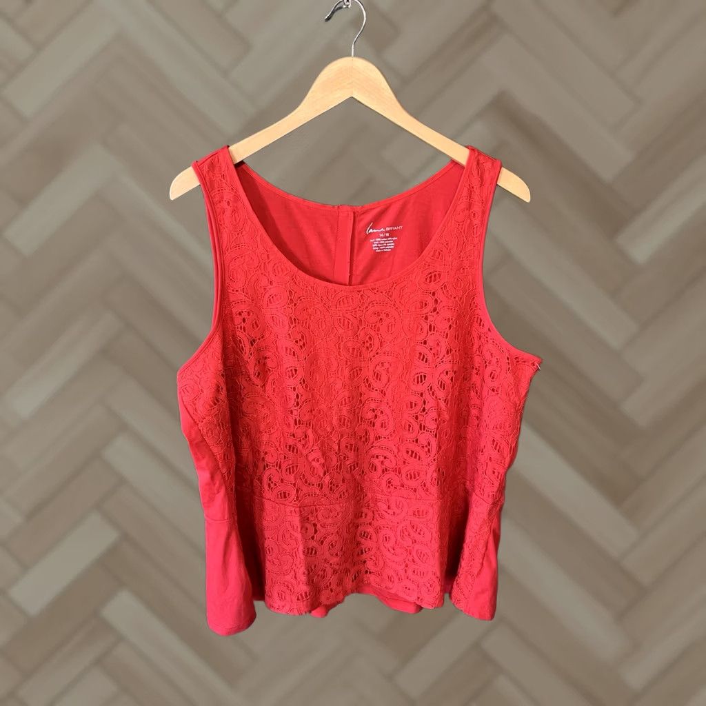 Vintage Lane Bryant Tank Shirt Womens Plus Size 14/16 Red Sleeveless Basic 14/16 Womens Boys/Girls? Size XL / US 12-14 / IT 48-50 - 1 Thumbnail