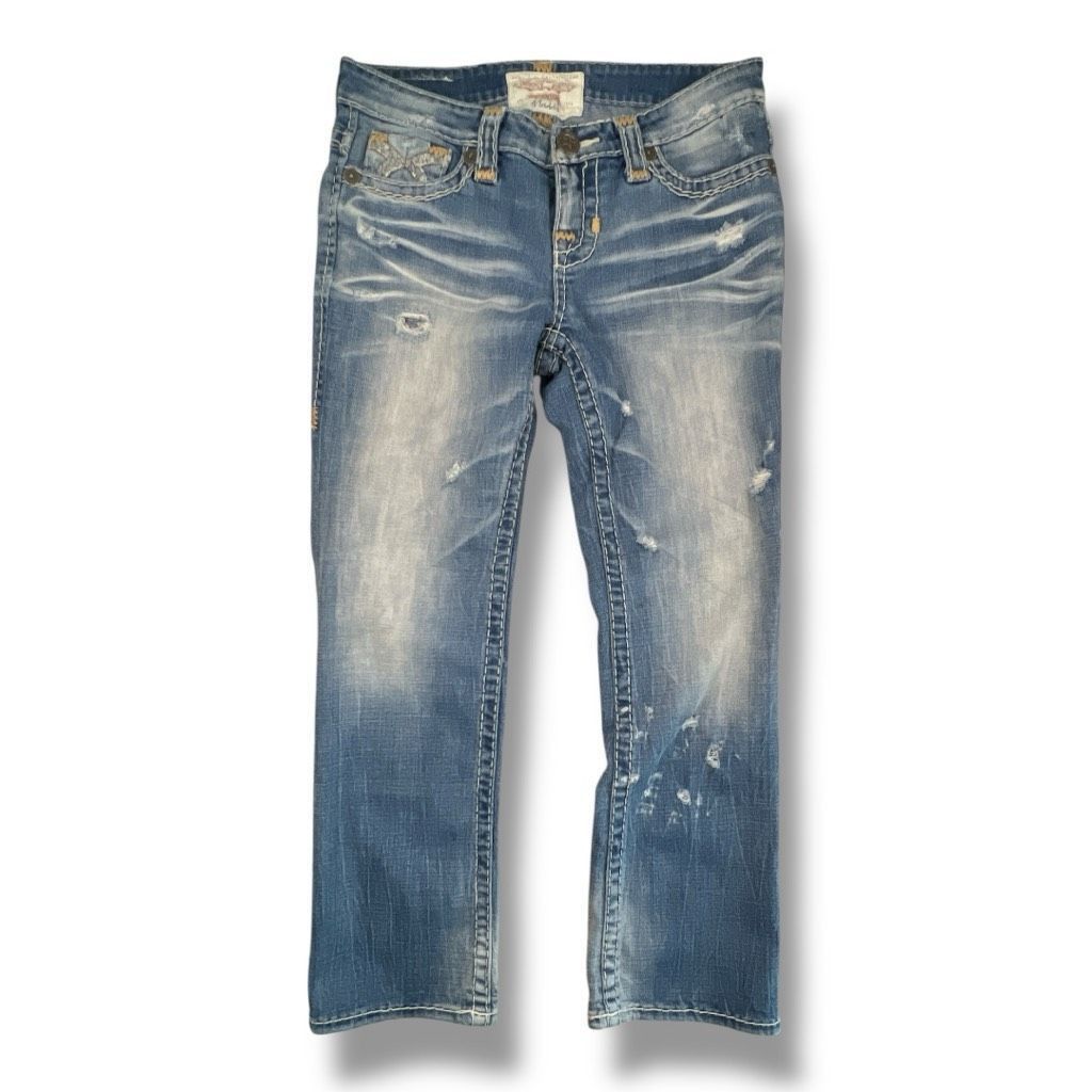 Big Star Big Star Y2K Distressed Low Rise Cropped Jeans Size 27 Size 27" / US 4 / IT 40 - 4 Thumbnail