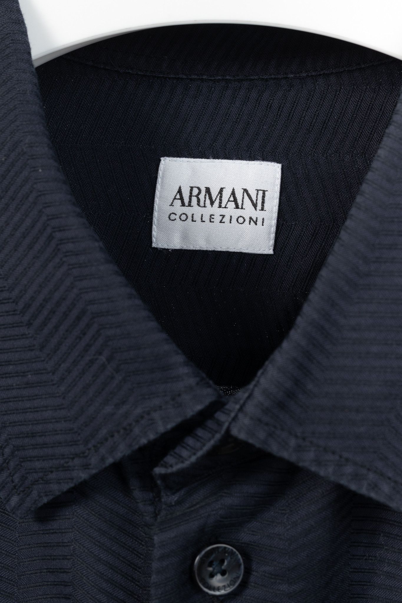 Armani Collezioni Armani Collezioni Herringbone-Texture Cotton Buttoned Shirt Size US XXL / EU 58 / 5 - 4 Thumbnail