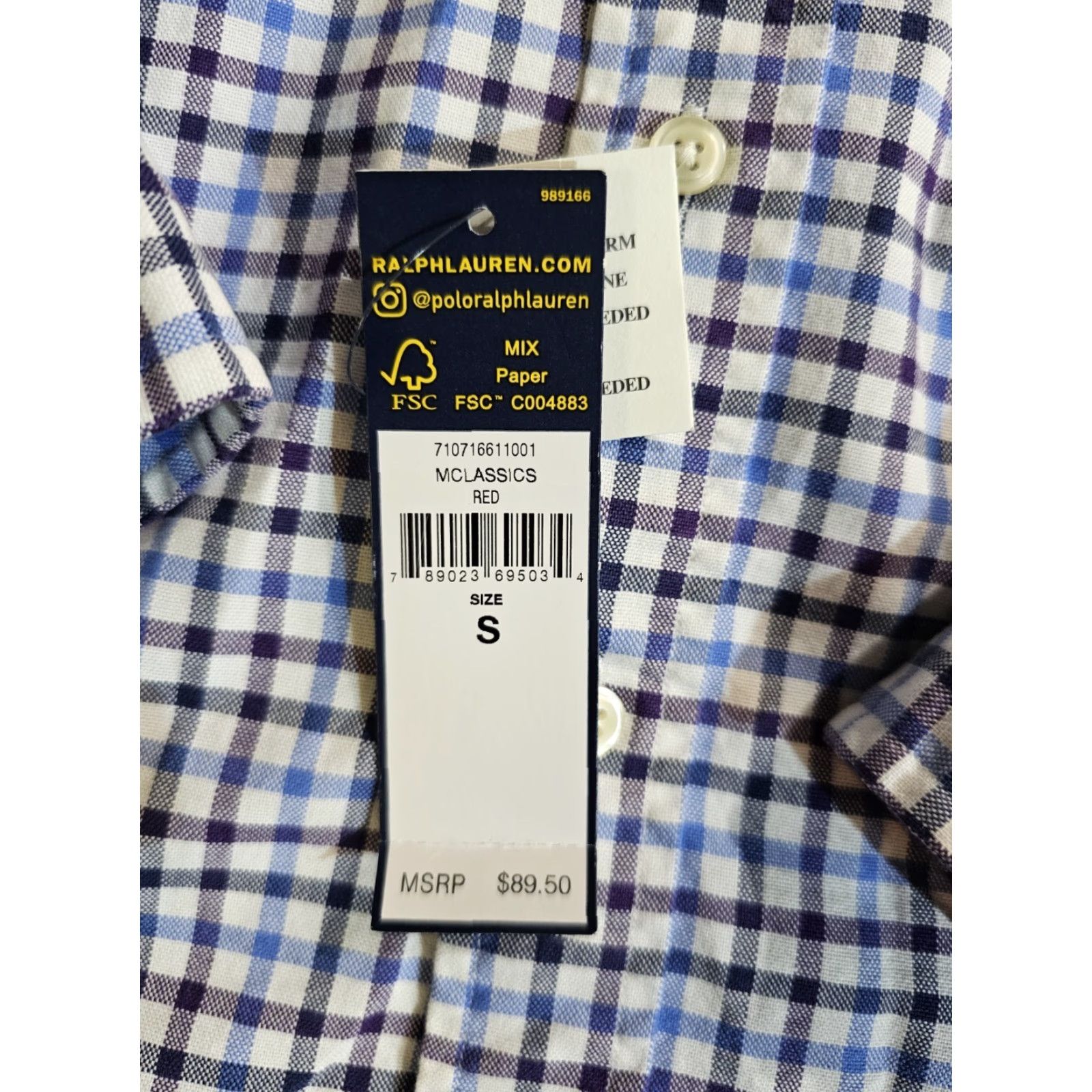Ralph Lauren Ralph Lauren NWTs Classic Oxford Button-up Shirt Blue Purple Check Mens Sm Size US S / EU 44-46 / 1 - 7 Thumbnail
