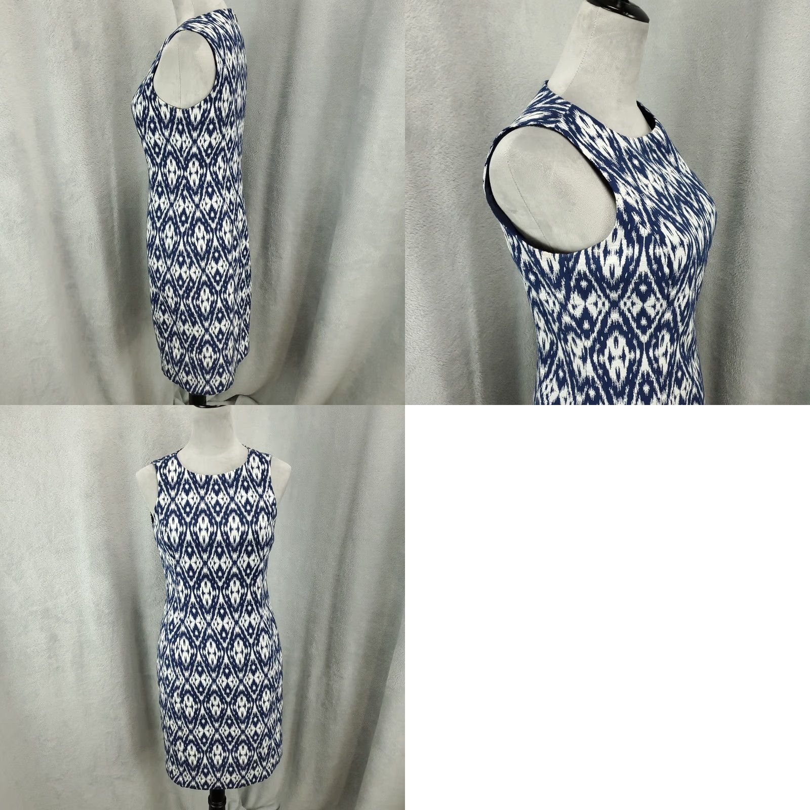 Anne Klein Womens Anne Klein Dress Shift Tank Dress Geometric Blue White Lined Sleeveless Size 6 Short N/A? Size M / US 6-8 / IT 42-44 - 9 Thumbnail