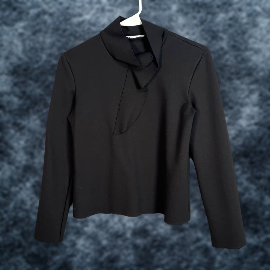 Zara Zara Top Women Black Size Small Viscose Elastane Knit Long Sleeve High Neck Size S / US 4 / IT 40 - 1 Thumbnail