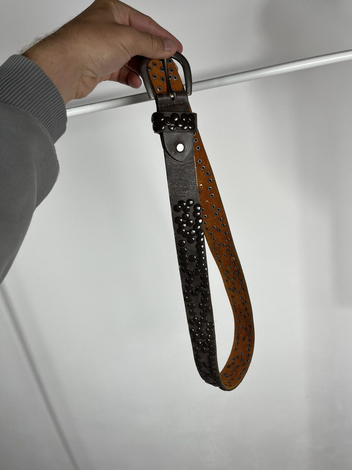 Other Vintage Faux Leather Studded Belt Punk Rock Biker Style Size ONE SIZE - 6 Thumbnail