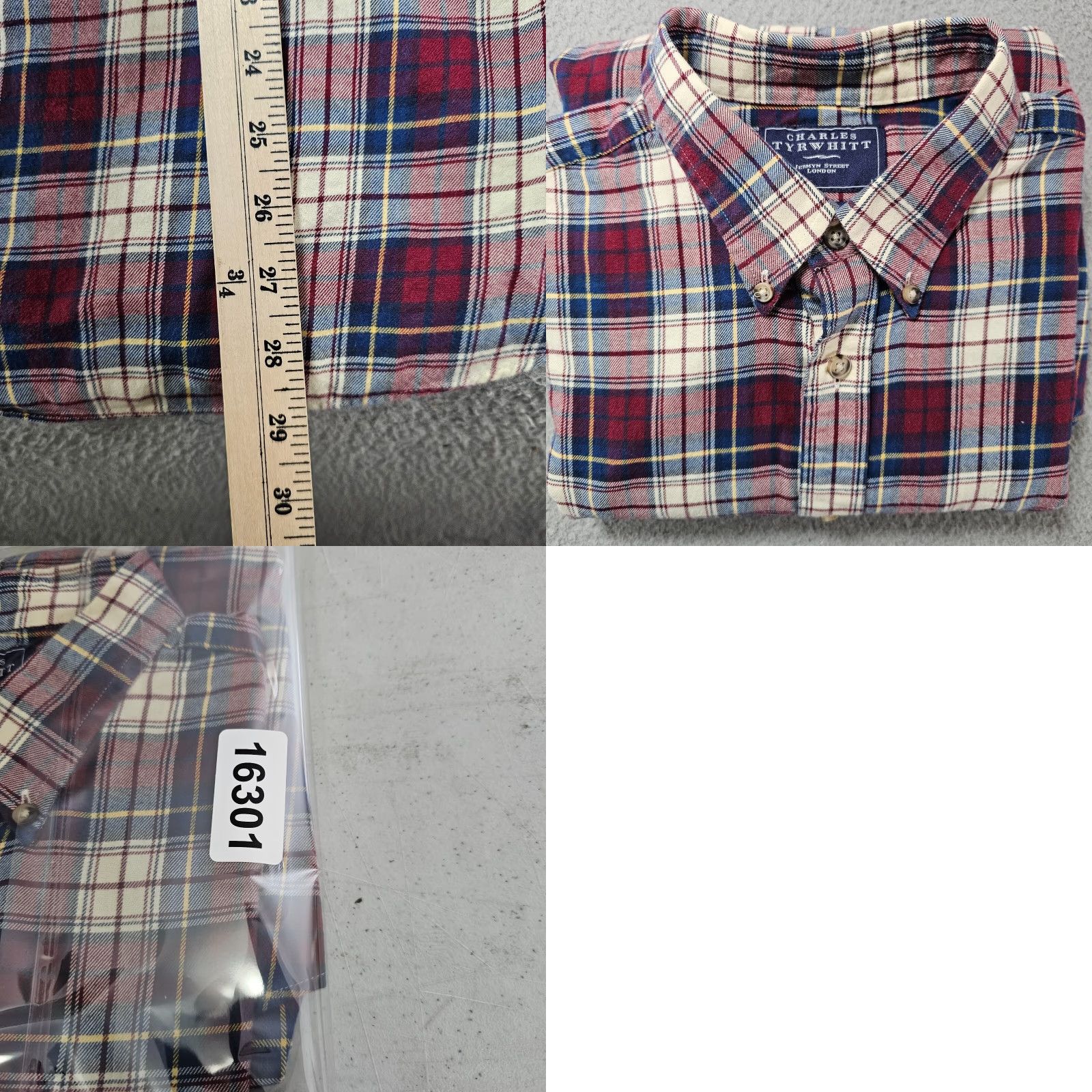 Charles Tyrwhitt Charles Tyrwhitt Shirt Mens Medium Red Check Brushed Twill Button Up Long Sleeve Size US M / EU 48-50 / 2 - 8 Thumbnail