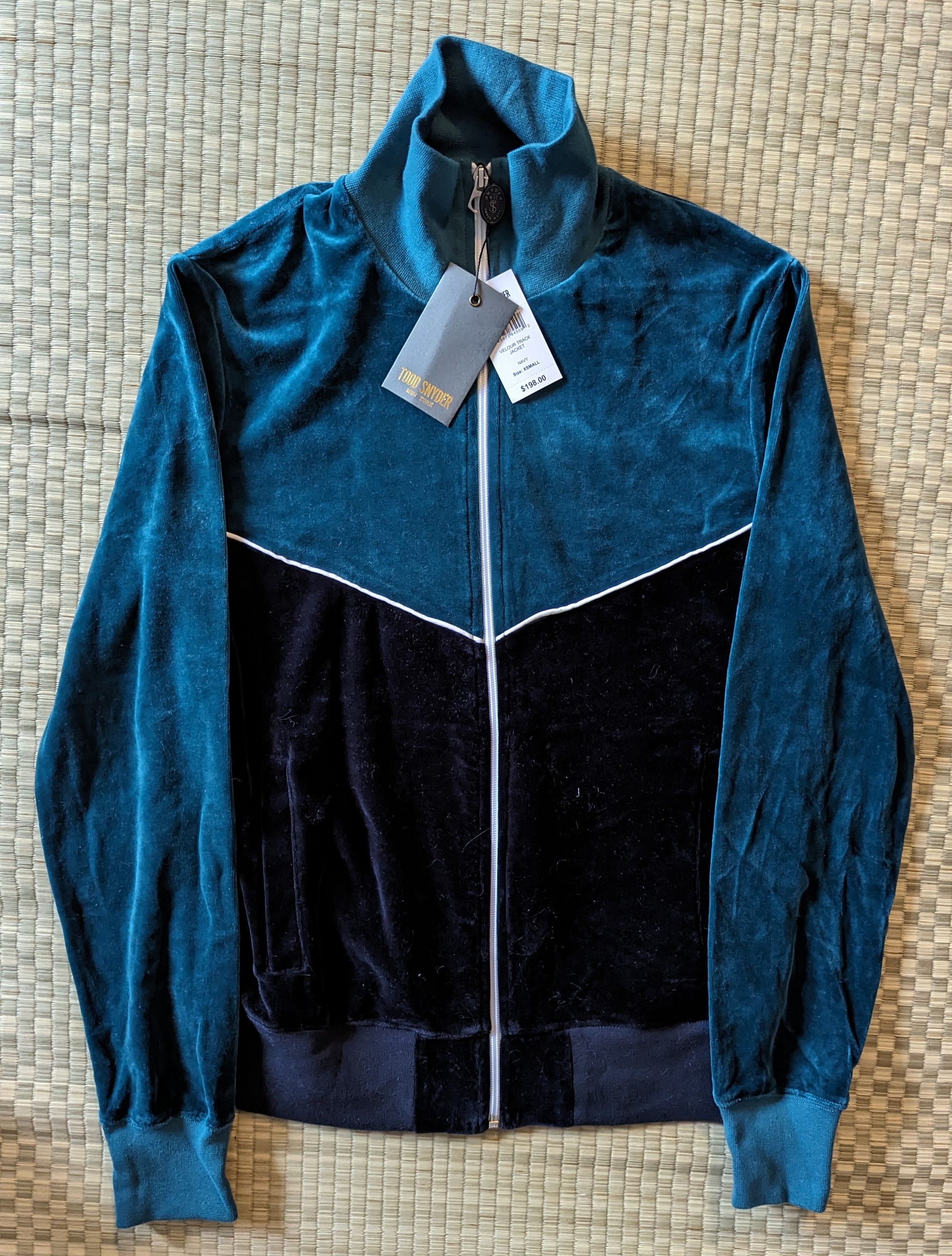 Todd Snyder New York Size M Blue Colorblock Retro outlet Velour Full Zip Jacket