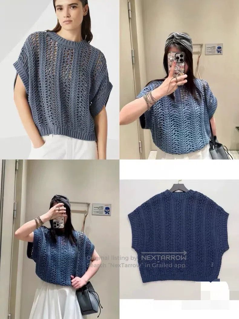 Brunello Cucinelli Brunello Cucinelli Knitted Openwork Top Size XS / US 0-2 / IT 36-38 - 4 Thumbnail