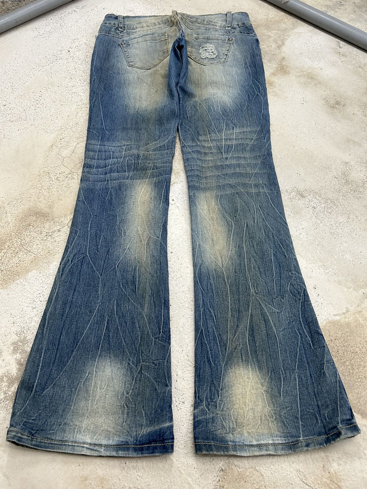 If Six Was Nine Flare Bongo Denim Japan Mud Washed Distress Emblishh Clawn Size US 31 - 9 Thumbnail