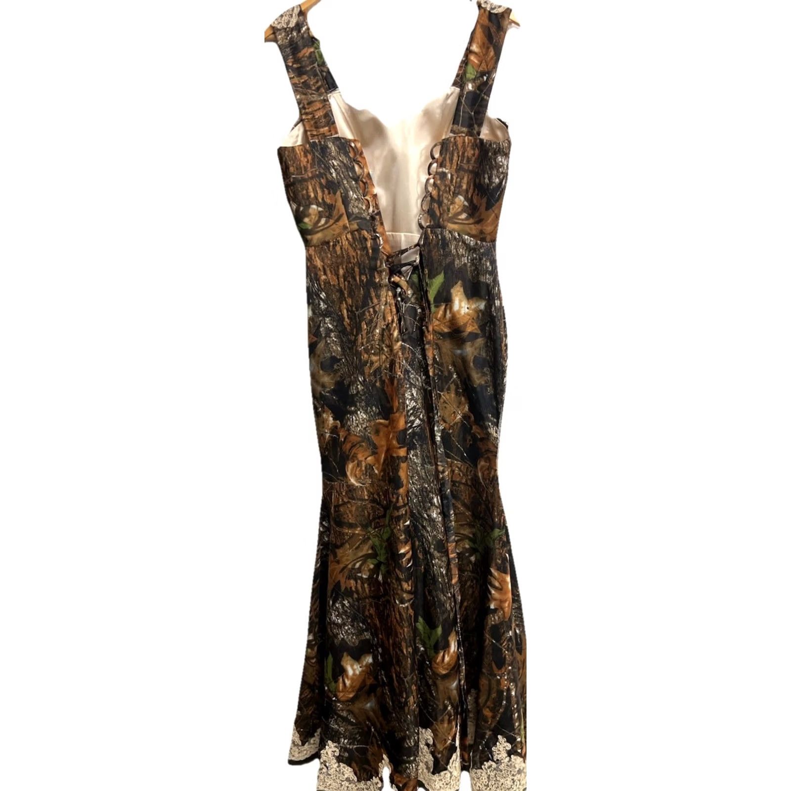 Vintage VINTAGE Camouflage Corset Dress Womens XS/S Lace Satin Prom Country Wedding Fit Flare Size XS / US 0-2 / IT 36-38 - 4 Thumbnail