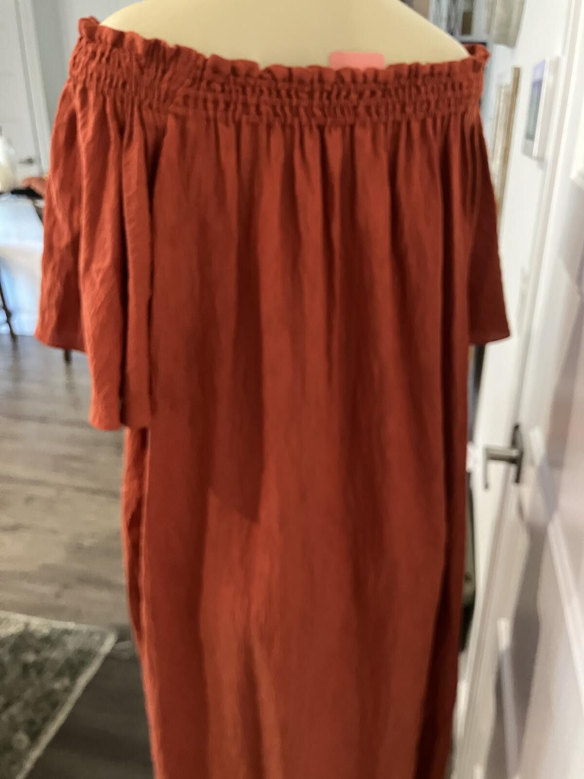 H&M NWT Rust Orange Off-Shoulder Midi Dress Size S / US 4 / IT 40 - 8 Thumbnail