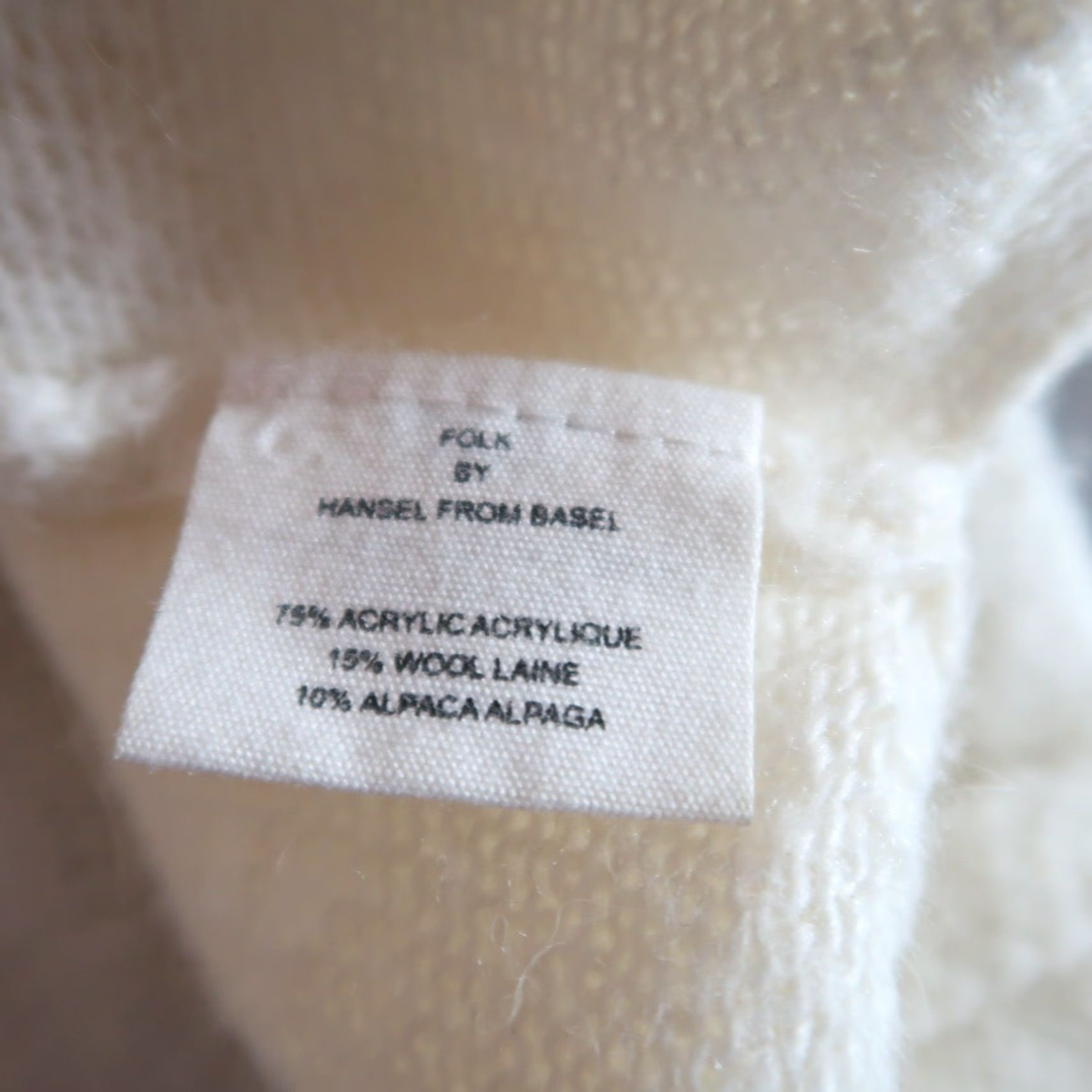 Vintage Folk by Hansel From Basel Cardigan Sweater Cream Navy Trim Wool Blend XS Women Long Sleeve V-Neck Size XS / US 0-2 / IT 36-38 - 6 Thumbnail