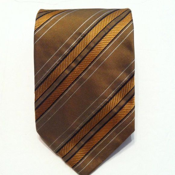 Hugo Boss HUGO BOSS MEN'S BROWN 100%SILK TIE WIDTH: 3 1/2" Size ONE SIZE - 1 Thumbnail