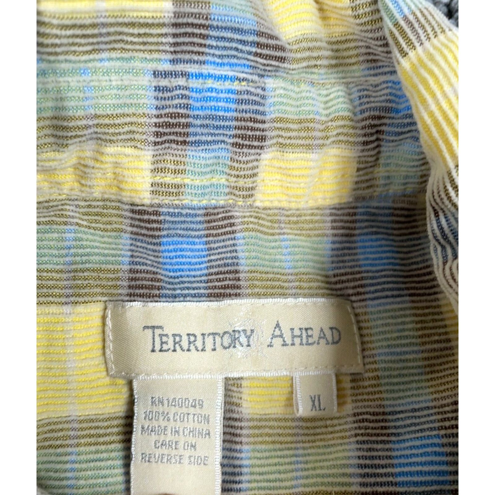 The Territory Ahead Territory Ahead Lightweight Corduroy Plaid Shirt Adult XL Yellow Blue Casual Mens Size US XL / EU 56 / 4 - 3 Thumbnail