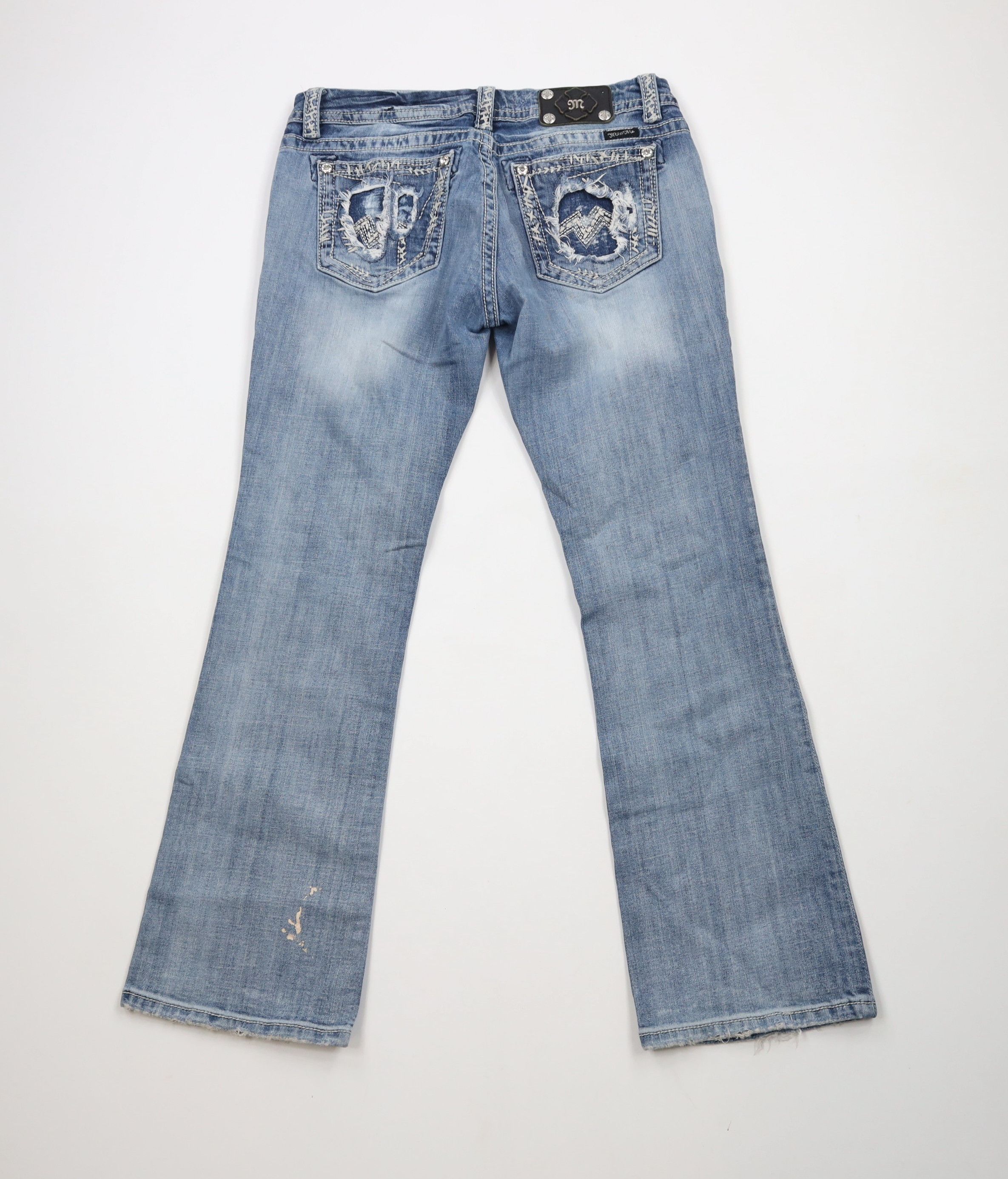 Miss Me × Vintage Miss Me Thick Stitch Flared Bootcut Denim Jeans Blue Size 31" - 12 Thumbnail
