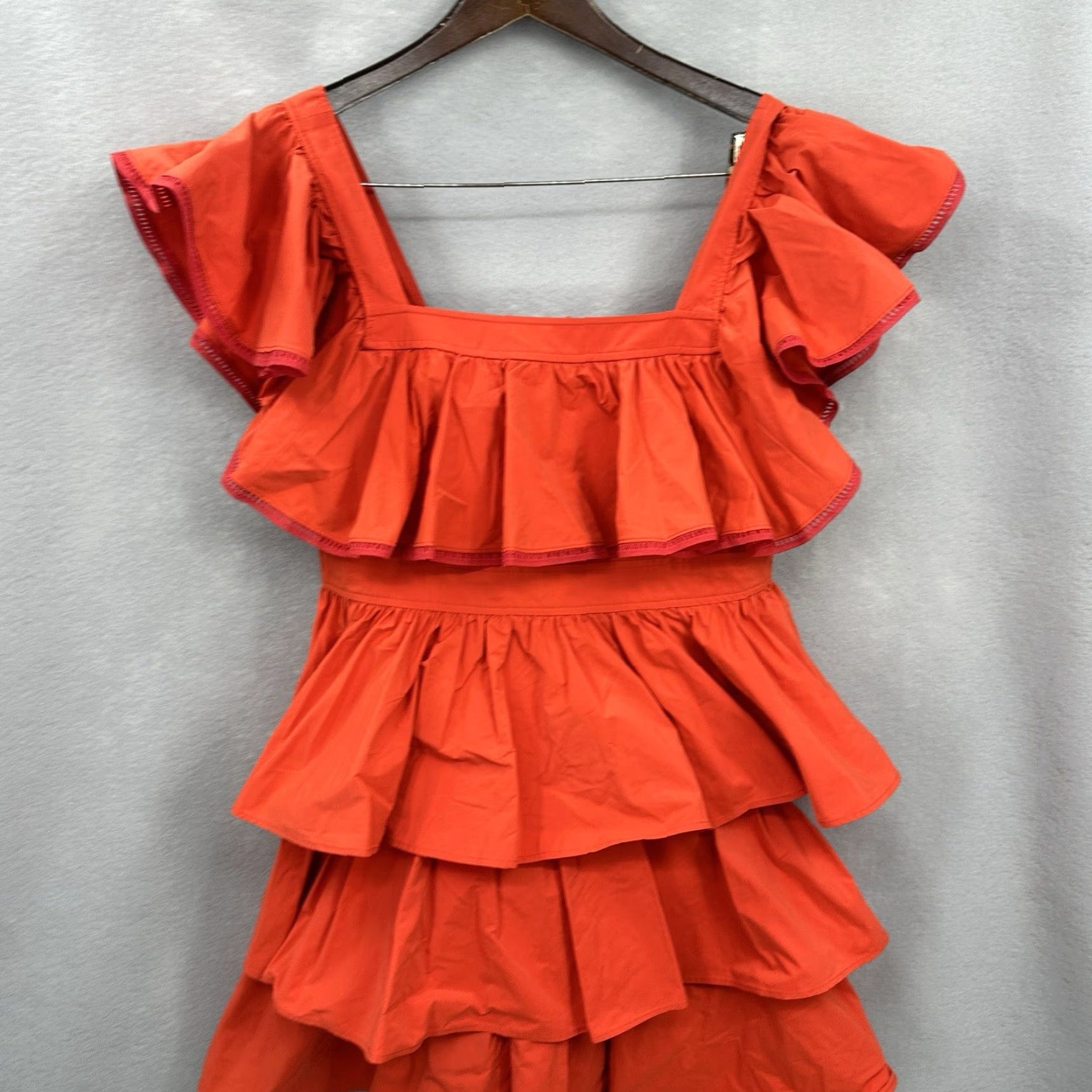 Vintage Toccin NY Mini Dress Womens 2 Tiered Red Tomato Ruffle Boho Cottagecore Quiet Dress Size XS / US 0-2 / IT 36-38 - 3 Thumbnail