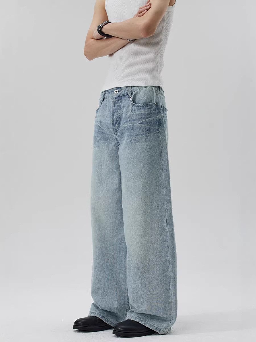 Japanese Brand American retro whiskered casual loose straight leg jeans Size US 32 / EU 48 - 4 Thumbnail