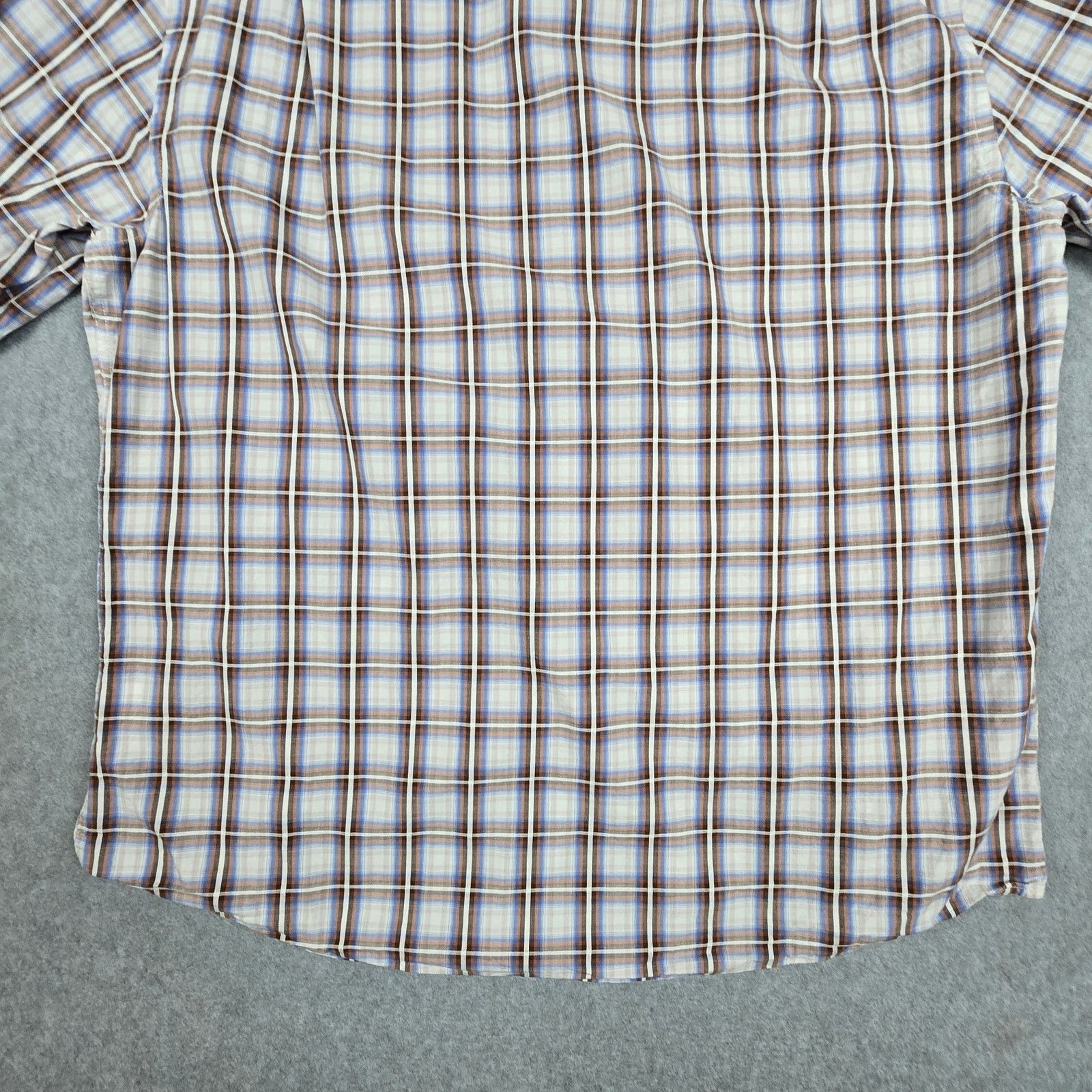 Pronto Uomo Pronto Uomo XL Long Slv Button Down Brown Blue Plaid Shirt Size US XL / EU 56 / 4 - 10 Thumbnail