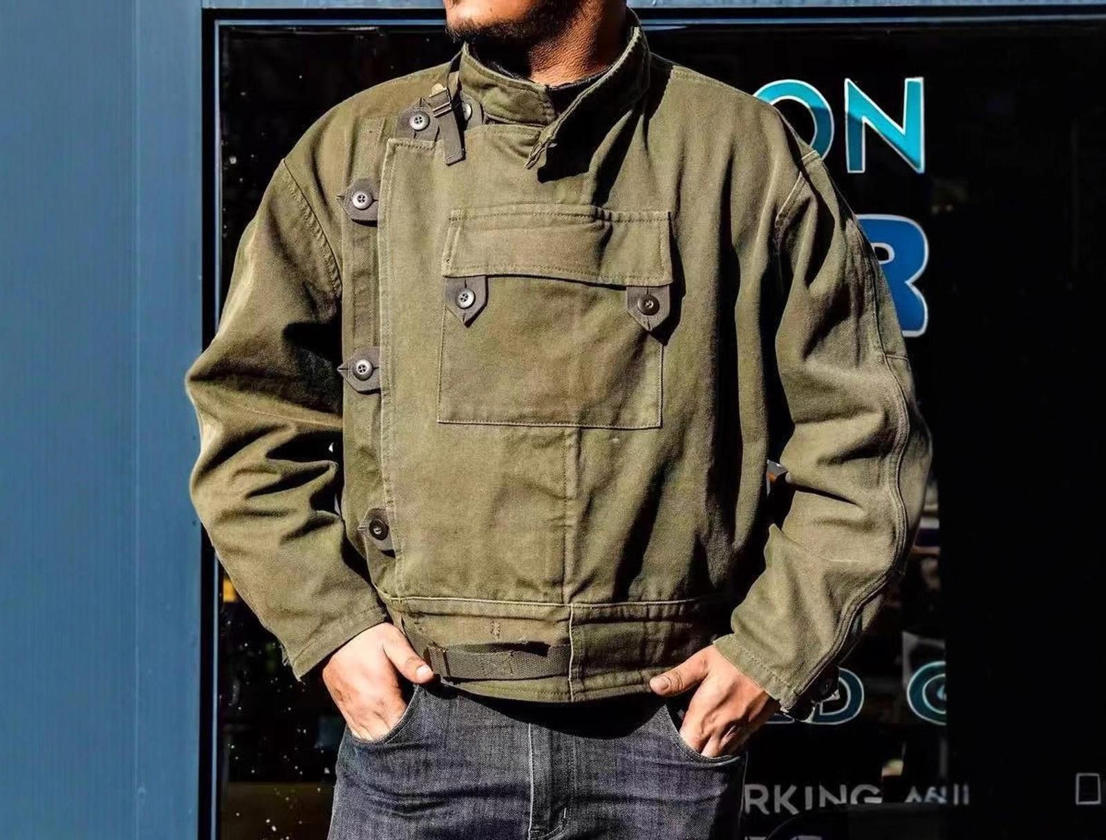 Japanese Brand Olive Green Men's Utility Jacket, Buttoned Front Pocket Size US M / EU 48-50 / 2 - 1 Thumbnail