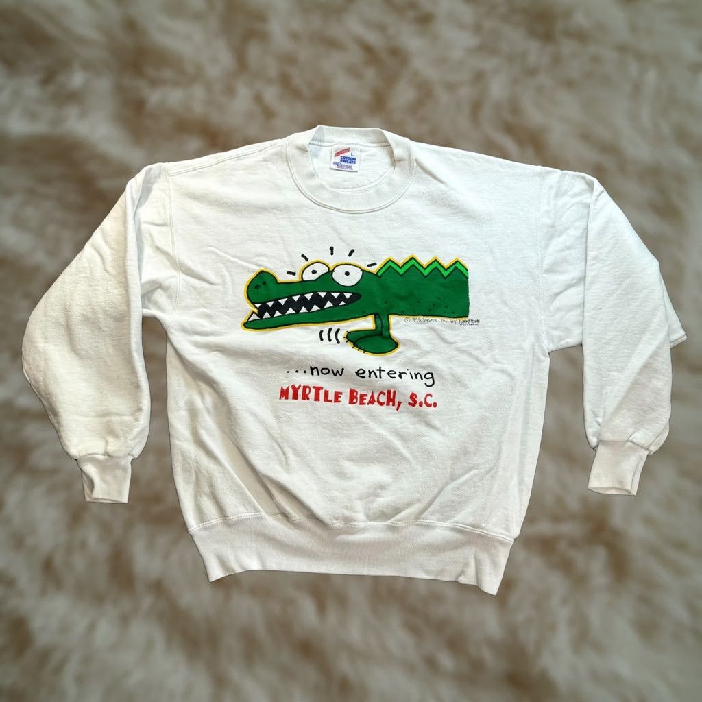 Jerzees VINTAGE JERZEES Sweatshirt Large White 80s 90s Wrap around Size US XL / EU 56 / 4 - 1 Thumbnail