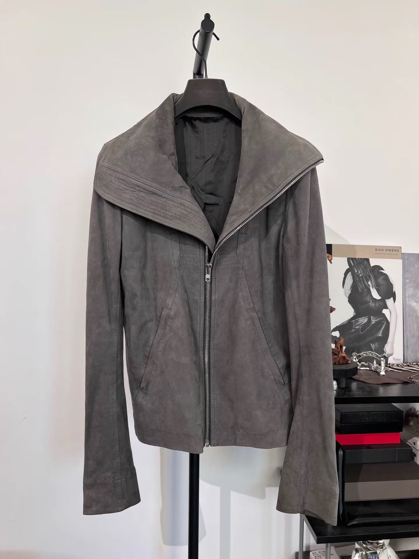 Rick Owens Rick Owens Mainline Suede Stand Collar Leather Jacket K35 Size US M / EU 48-50 / 2 - 2 Thumbnail