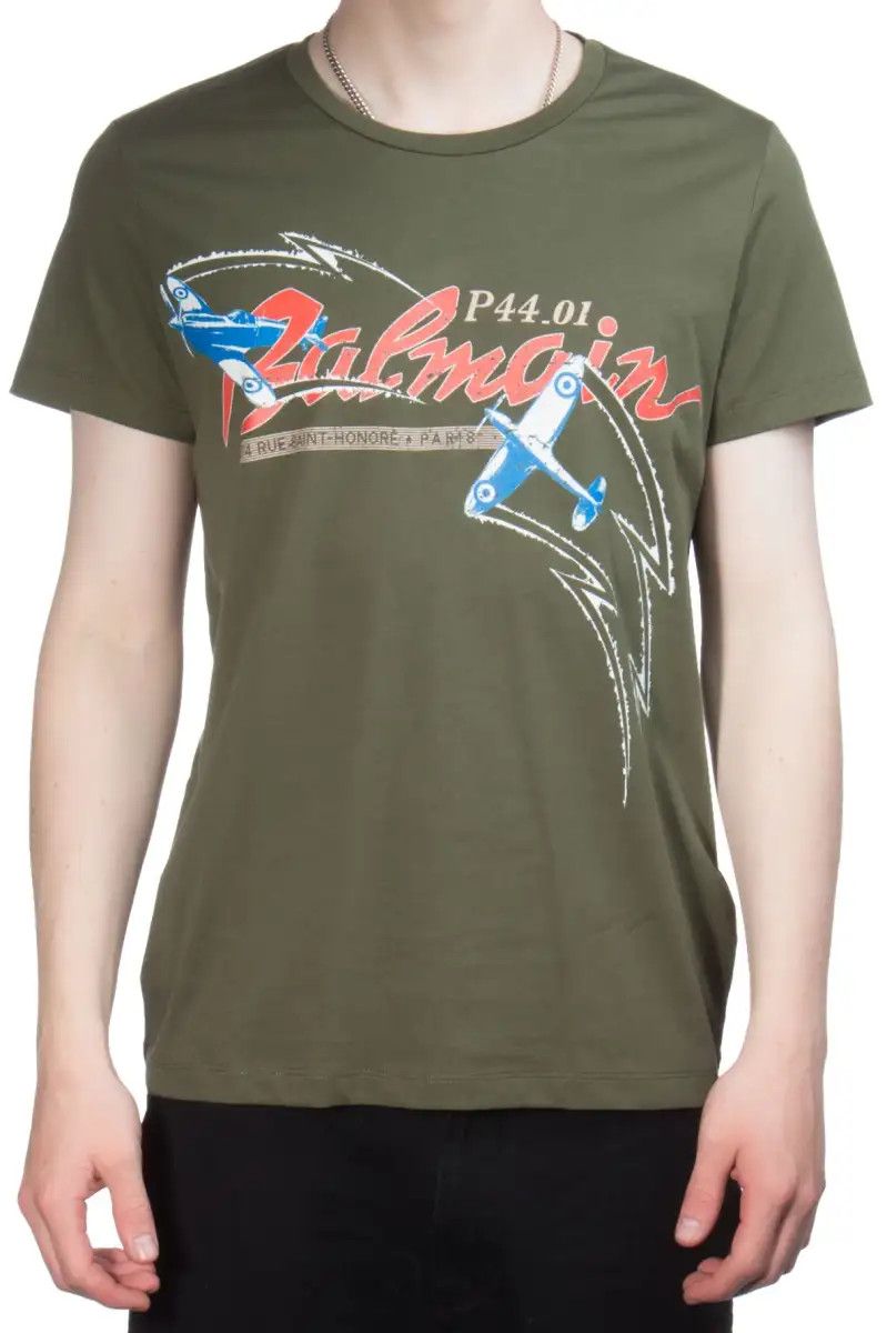 Balmain o1y0426 Logo Crewneck T-Shirt in Military Green Size US XXL / EU 58 / 5 - 1 Thumbnail