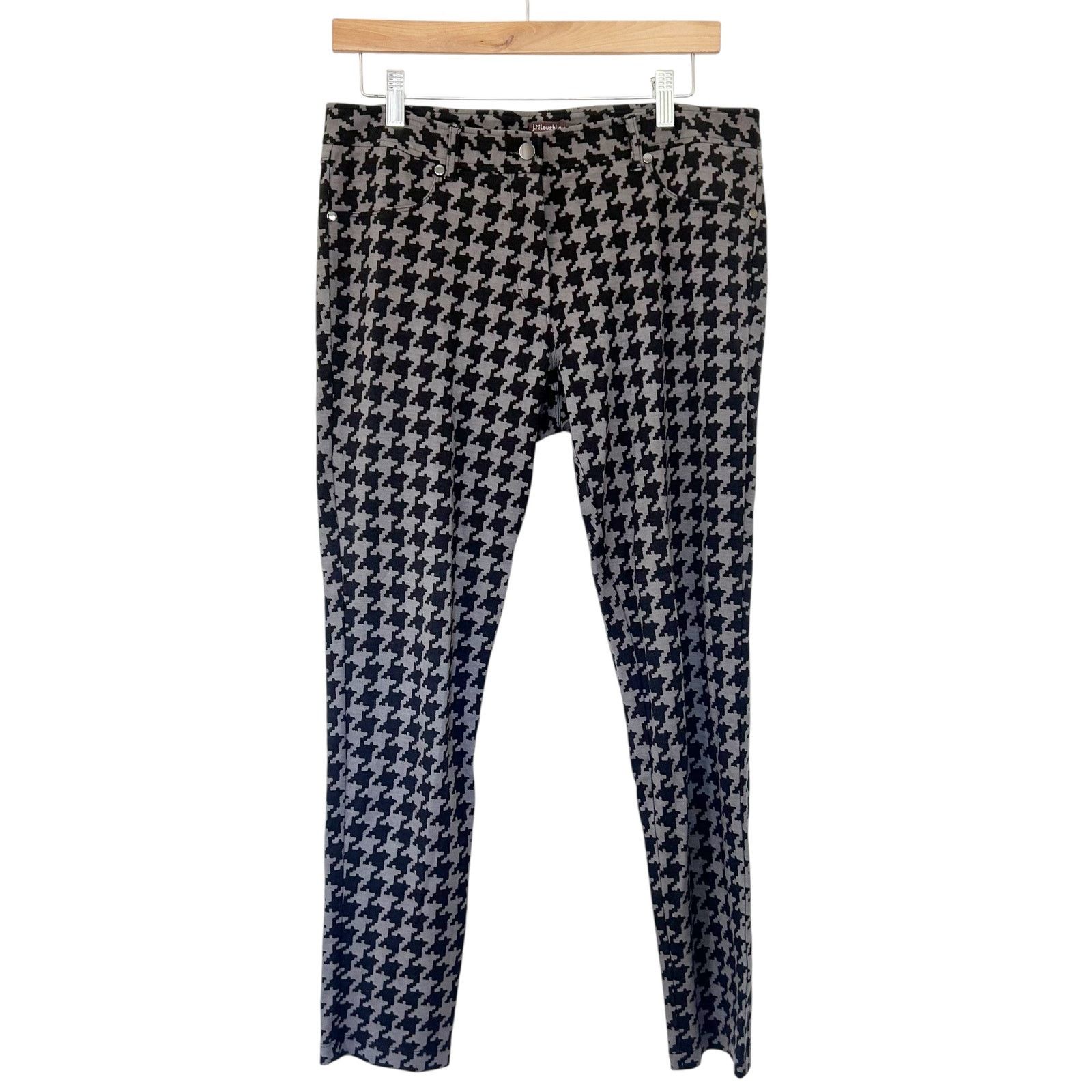J.McLaughlin J. McLaughlin Black Gray Houndstooth Pants Sz 8 Size 30" / US 8 / IT 44 - 1 Thumbnail
