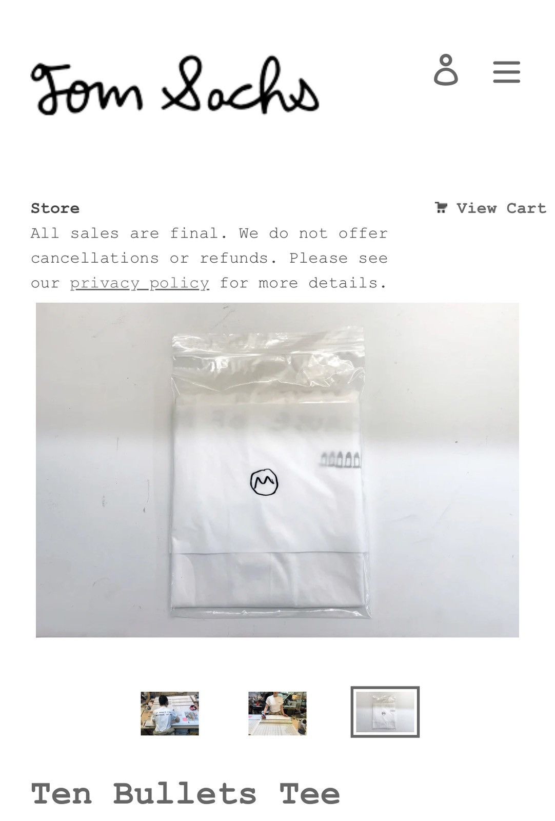 Tom Sachs Tom Sachs Ten Bullets T-shirts Size Large 2018 & 2019 Size US L / EU 52-54 / 3 - 3 Thumbnail