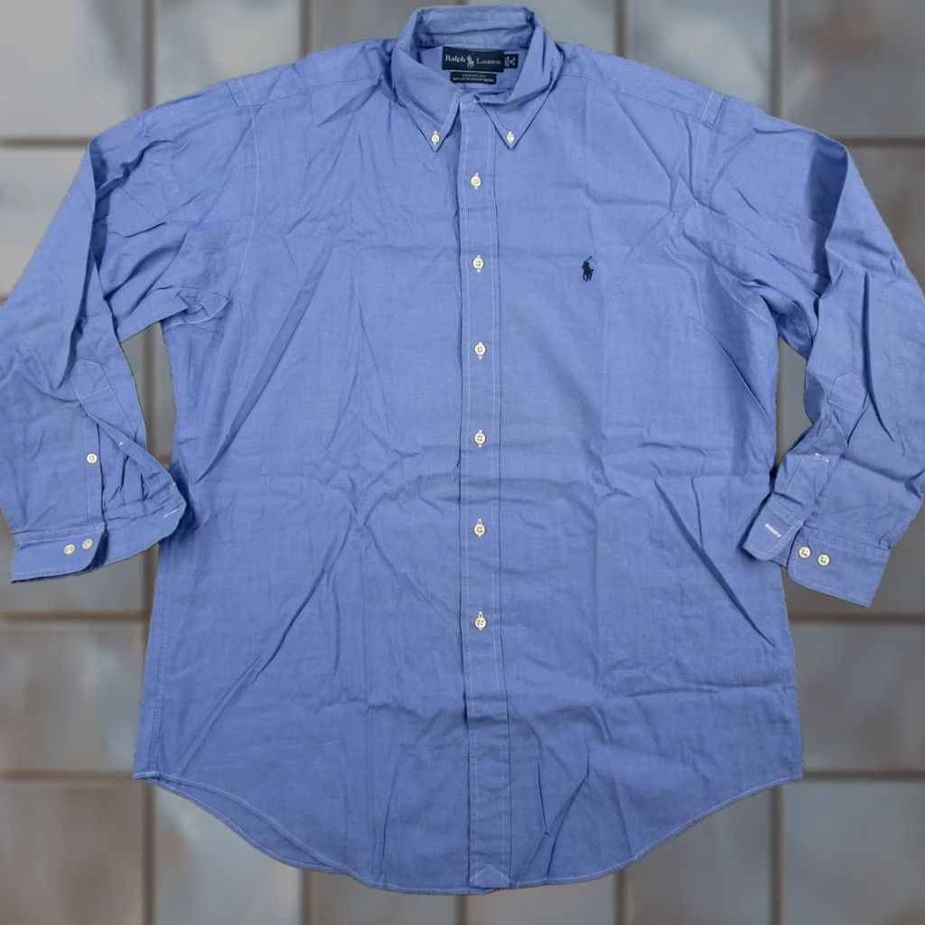 Ralph Lauren VINTAGE Ralph Lauren Shirt Mens 16 32/33 Blue Pinpoint Oxford Button Down Yarmouth Y2K Size US L / EU 52-54 / 3 - 1 Thumbnail