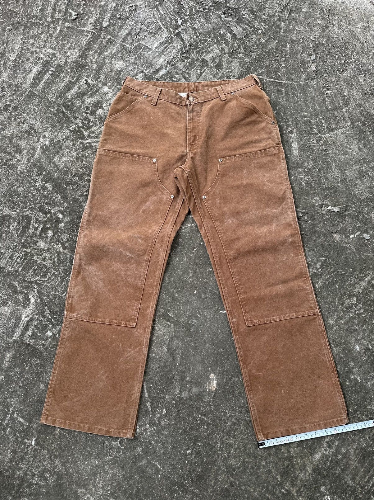 Carhartt (33x31) Crazy Faded Carhartt Double Knee Brown/Tan Size US 33 - 9 Thumbnail