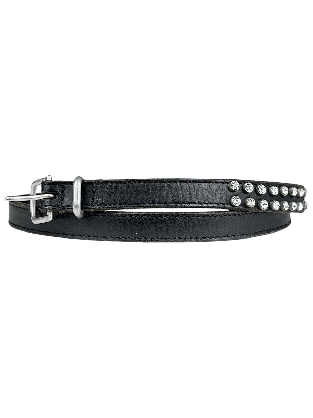 Maison Margiela Maison Margiela Rhinestone Studded Thin Leather Belt Black Size ONE SIZE - 1 Thumbnail
