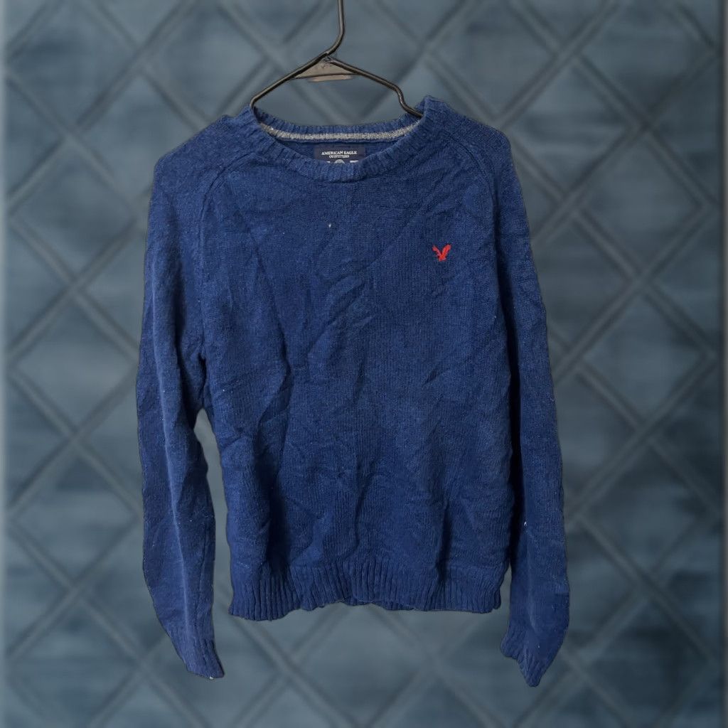 American Eagle Outfitters AMERICAN EAGLE Men’s Blue Crewneck Elbow Patch Sweater Size L Size US L / EU 52-54 / 3 - 1 Thumbnail