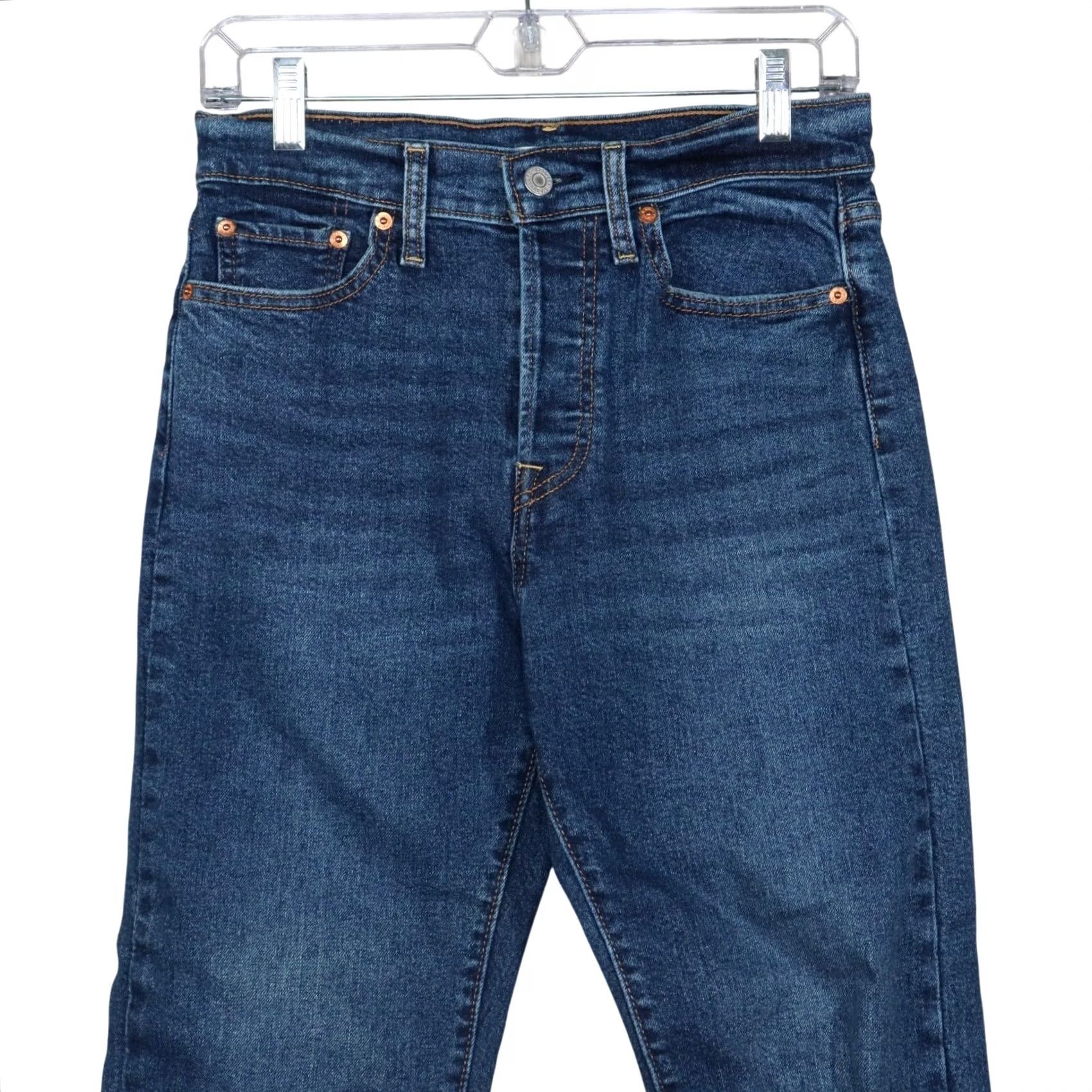 Levi's Levis Jeans Womens Size 28 Blue Button Fly Straight Raw Hem Distressed Wedgie Size 28" / US 6 / IT 42 - 2 Thumbnail