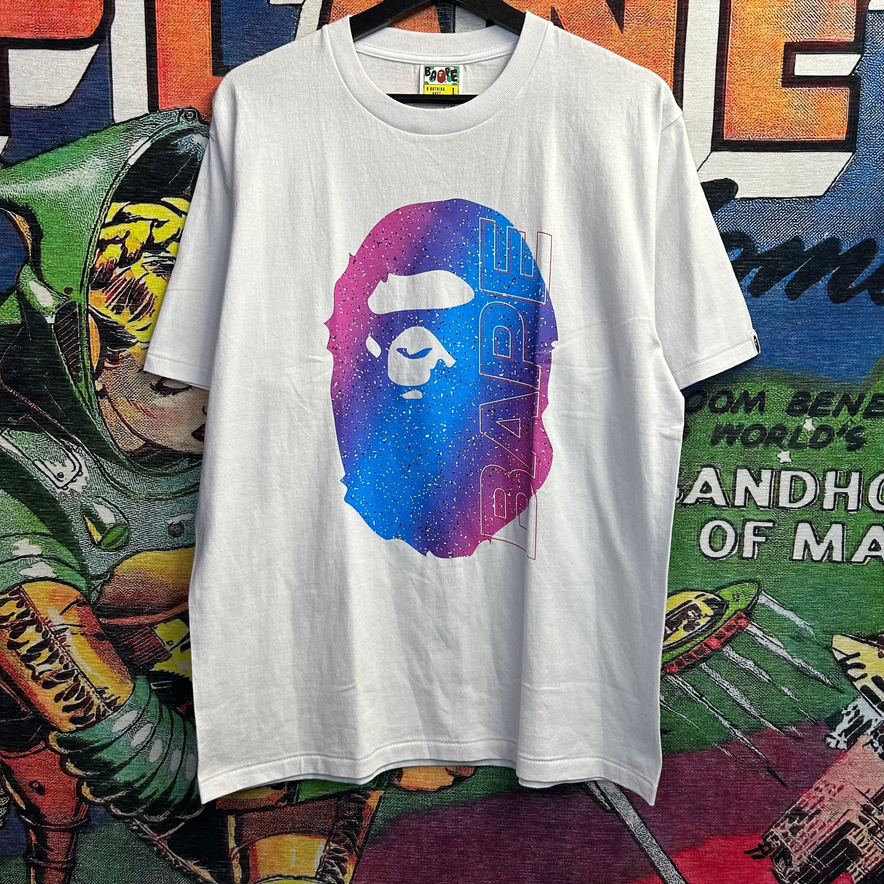 image of Bape Electro Neon Ape Head Tee Size Large in White, Men's