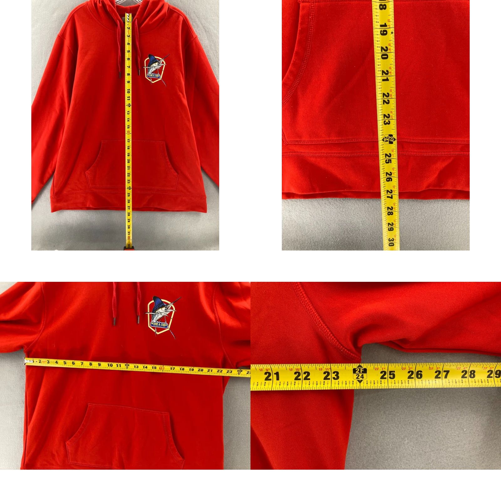 Vintage Ocean and Coast Hoodie Mens XXL Red Long Sleeve Graphic Game Fish Size US XXL / EU 58 / 5 - 8 Thumbnail